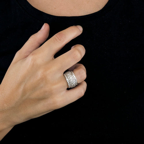 Bague 49 CARTIER- Nigeria - bague bandeau or blanc diamants 58 Facettes