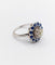 Bague 51.5 Bague marguerite Art Déco or blanc, diamant taille ancienne 0,65 carat et saphirs 58 Facettes A06329