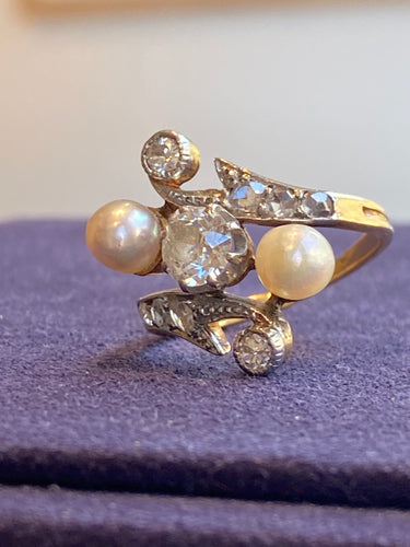 Bague 50 Bague Belle Époque "Toi & Moi" en or et platine 58 Facettes