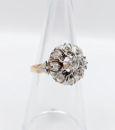 Bague 54 Bague marguerite or jaune, platine et diamants taille ancienne (circa 1920) 58 Facettes A05474