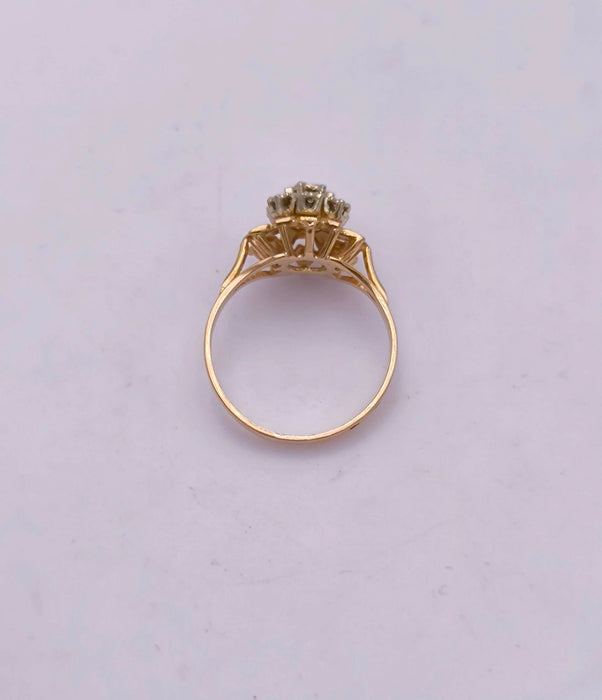 50s flower ring 2 golds and diamond