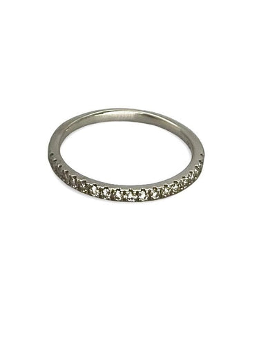 Bague 52 Demi-alliance or blanc et diamants 0,19 ct 58 Facettes 00061801