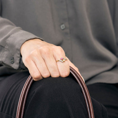 Bague 60 Bague l'intemporelle en or jaune, or blanc, rubis, diamants et perle de culture 58 Facettes LP1274/BET