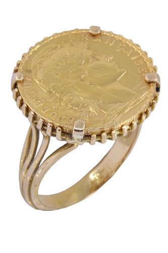 Bague 64 BAGUE PIÈCE 20 FRANCS MARIANNE 58 Facettes 086591