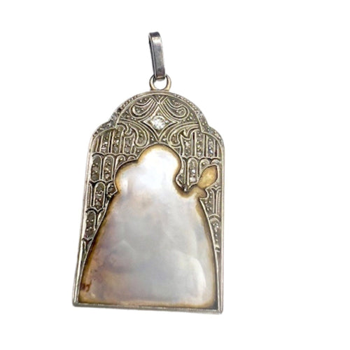 Pendentif Pendentif style art déco en or et platine avec diamants 58 Facettes Q136B (950)