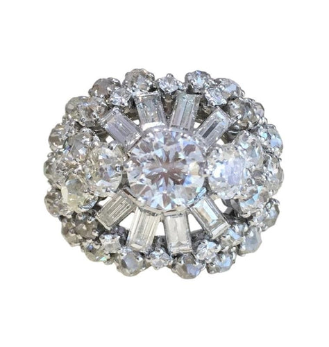 Bague 50.5 Importante bague cocktail or blanc, platine et diamants 58 Facettes