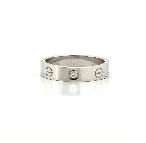 Bague 52 Alliance Cartier Love or gris et 1 diamant 58 Facettes