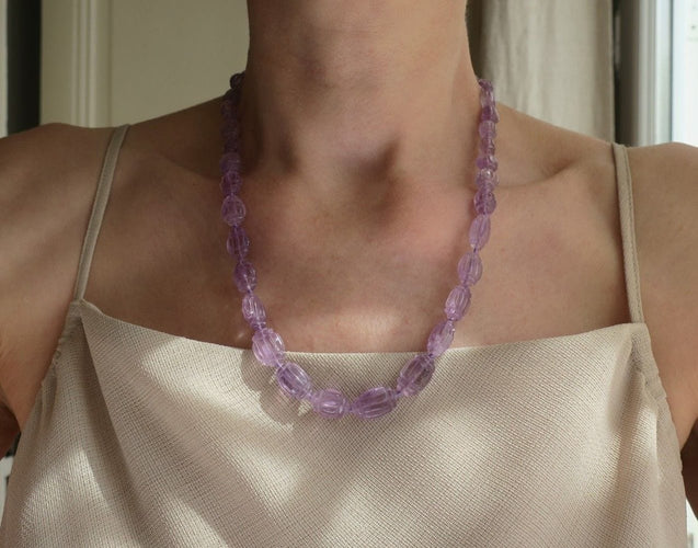 Collier Collier améthystes fermoir en or 58 Facettes