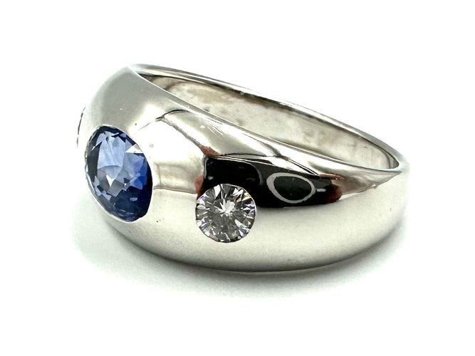 Bague BVLGARI. Bague vintage or blanc, saphir et diamants 58 Facettes