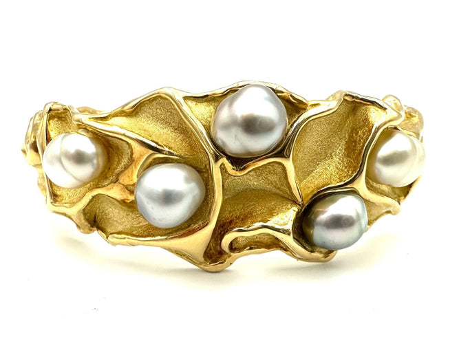 Bracelet GILBERT ALBERT. Bracelet or jaune 18K et perles 58 Facettes