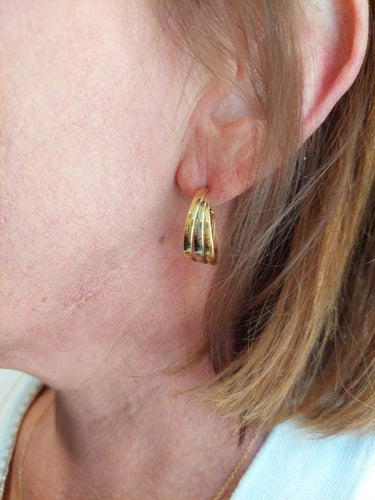 Boucles d'oreilles DEMI-CRÉOLES 3 ORS 58 Facettes 095841