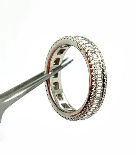 Bague 53.8 Alliance en Or Blanc et Diamants 58 Facettes