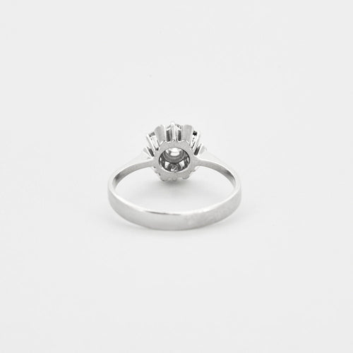 Bague 59 Bague marguerite diamants or blanc 58 Facettes LMB-155