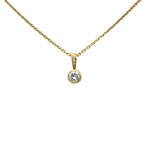 Collier Collier or jaune 750 diamant 0.50 carats serti clos 58 Facettes 1244