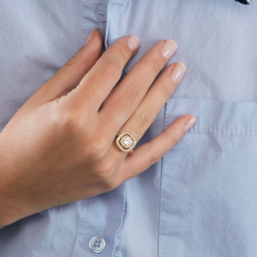 Bague 49 Bague style Art Déco diamant coussin 0,50 carat 58 Facettes