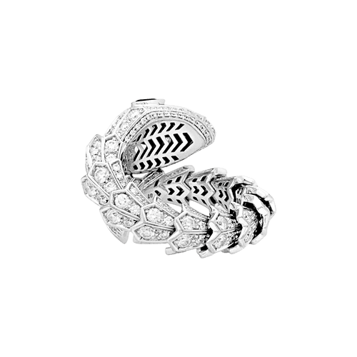 Bague 53 Bague BULGARI "Serpenti", en or blanc, diamants et émeraudes. 58 Facettes 34622