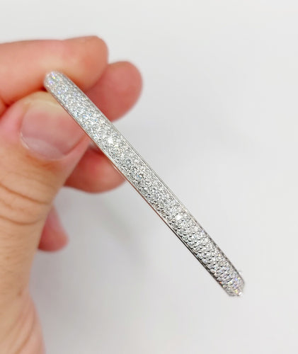 Brățară rigidă din aur alb 18k și 2,80 carate de diamante, vintage, art deco 