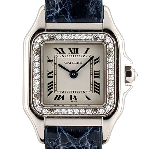 Montre Cartier Panthère Small Model 18k White Gold ref 3057915 Bezel Factory Paved 37 diamonds + Box 58 Facettes