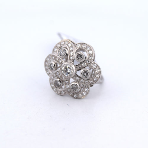 Bague 51 Bague Art Déco en platine avec diamants 58 Facettes