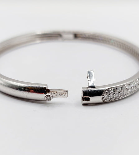 Brățară rigidă din aur alb 18k și 2,80 carate de diamante, vintage, art deco 