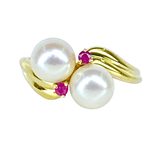 Bague 51 Bague en or jaune perles et rubis 58 Facettes AB648