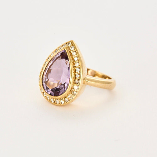 Bague 53 Bague or jaune, améthyste et diamants 58 Facettes 250092