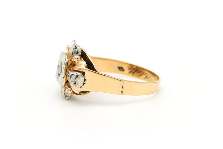 Bague 60 Bague tank Art Déco or jaune, or blanc, diamants 58 Facettes 22453