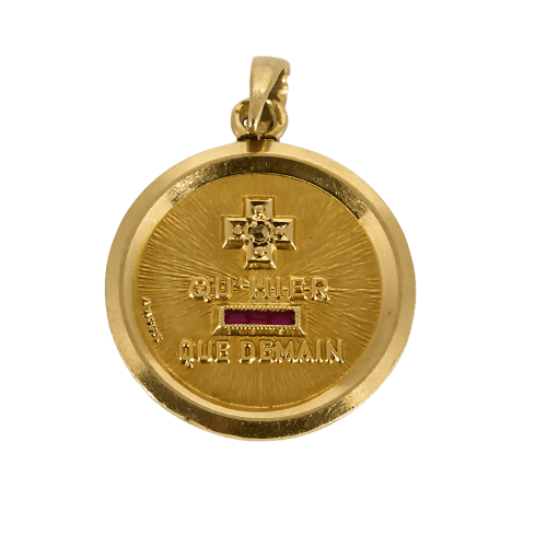 Pendentif AUGIS - Médaille sentimentale en or jaune 58 Facettes PER0439X3