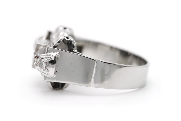 Bague 55 Bague Art déco sertie de diamants taille brillant en or blanc 18k 58 Facettes 23294