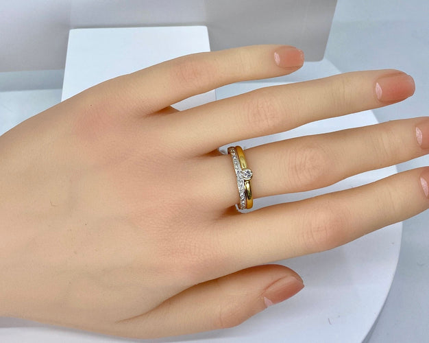 Bague 54 Bague solitaire / alliance or et diamants 58 Facettes AB637