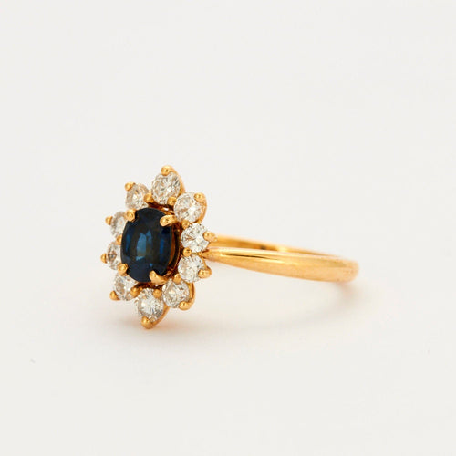 Bague 51.5 Bague Marguerite Saphir Bleu & Diamant 58 Facettes 002.202