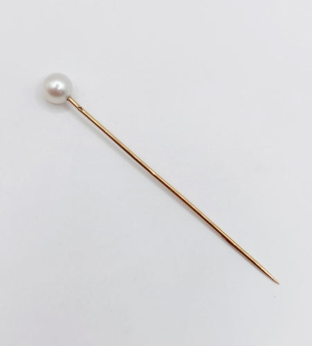 Broche Epingle à cravate ou chapeau or rose et perle (circa 1900) 58 Facettes A05854