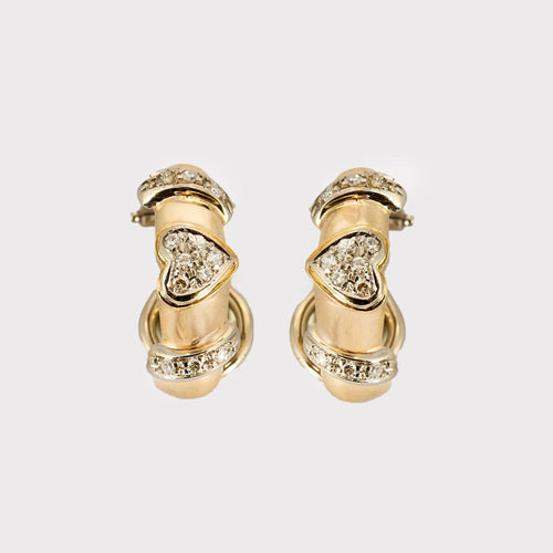 Boucles d'oreilles Boucle d'oreille Cœur en or jaune, or blanc et diamants 58 Facettes LP1198/17