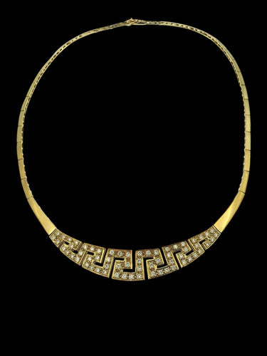 Collier Vintage Italian Chocker Necklace Or jaune et Diamants 58 Facettes