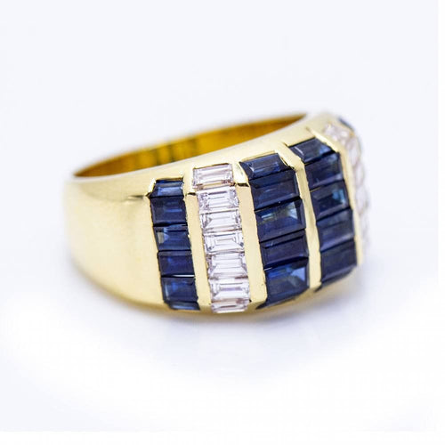 Bague 55 Yellow gold ring with baguette sapphires 58 Facettes N102926EJ