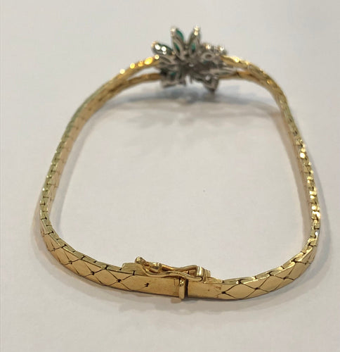 Bracelet Bracelet ancien or jaune, émeraudes et diamants 58 Facettes