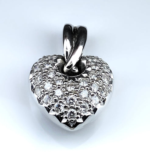 Pendentif Pendentif coeur or blanc 29 diamants 58 Facettes AB311