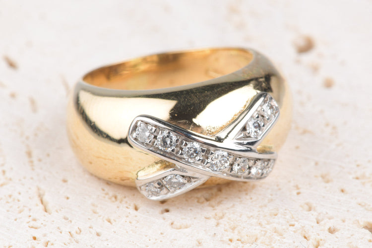 Bague 53 Bague 18 carats Or jaune Or blanc 0.88 ct Diamant 58 Facettes BGDIAMCH-107