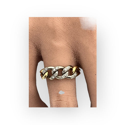 Bague 60 Bague chaîne en or blanc, or jaune et diamants 58 Facettes 149057140