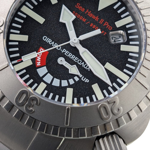 Montre Girard Perregaux Sea Hawk II Pro 3000m 49940 Titanium 2010 Deep Diver + International Guarantee + Papers RARE with Titanium Strap 58 Facettes