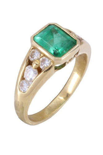 Bague BAGUE MODERNE ÉMERAUDE ET DIAMANTS 58 Facettes 088051