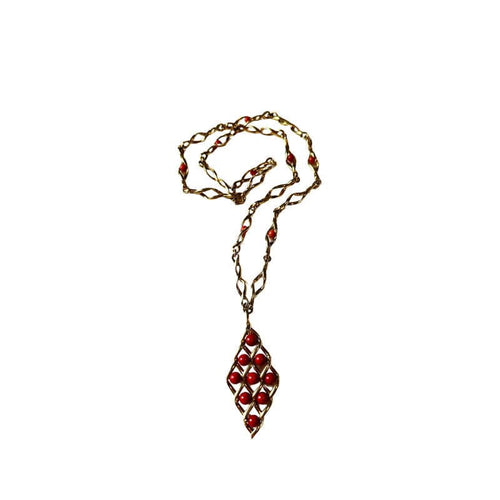 Collier Collier en or jaune 18k et corail 58 Facettes
