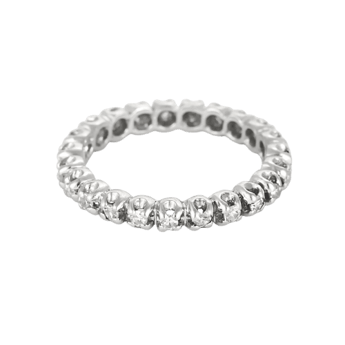 Bague 52 Alliance américaine en or blanc et diamants 58 Facettes CAN1473