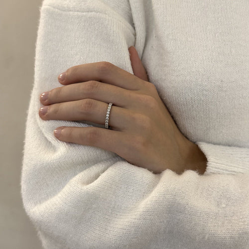 Bague 48 Demi-alliance De Beers en platine avec 8 diamants 0,62 ct H-SI1 - Taille 48 - Full Set 2016 58 Facettes FB08399