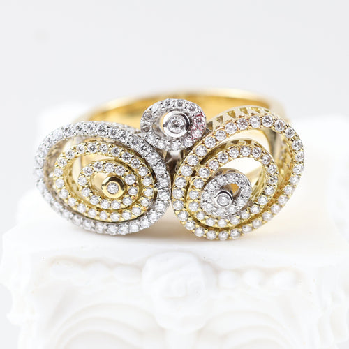 Sortija en oro amarillo con vistas de oro blanco y diamantes naturales 58 Facettes