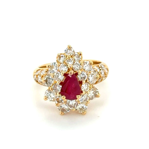 Bague 49 Bague or jaune rubis et diamants 58 Facettes 1.0000334/1