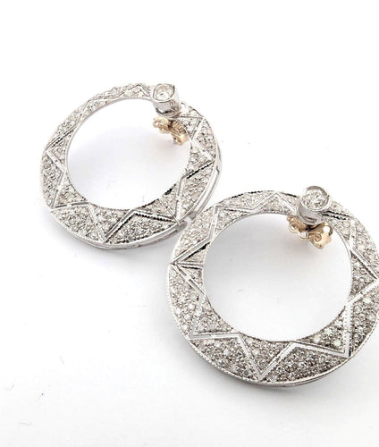Boucles d'oreilles Boucles d'oreilles en or blanc avec diamants 58 Facettes
