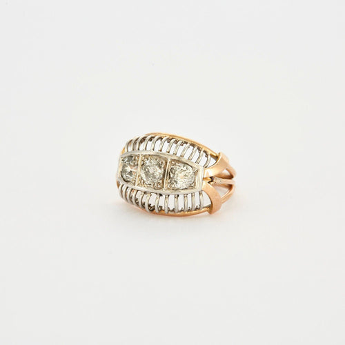 Bague 56 Bague dôme trilogie 2 Ors Diamants 58 Facettes LMB-91