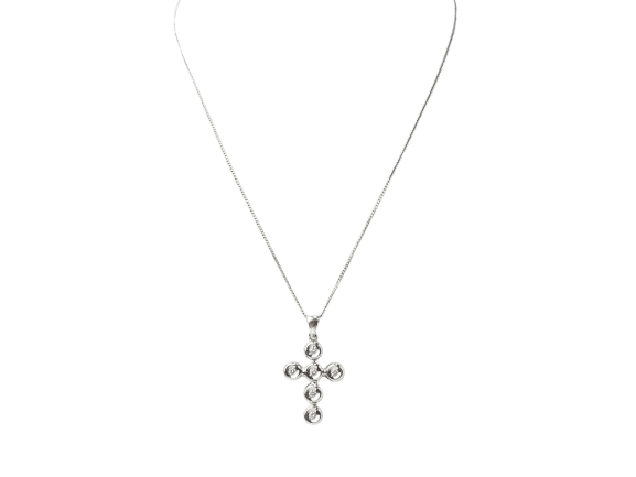 Collier collier croix en or blanc et diamants 58 Facettes 21080
