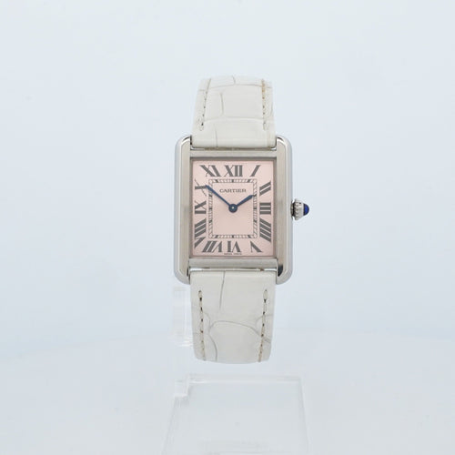 Montre Cartier - Montre Tank Solo cadran rose romain édition limitée 58 Facettes
